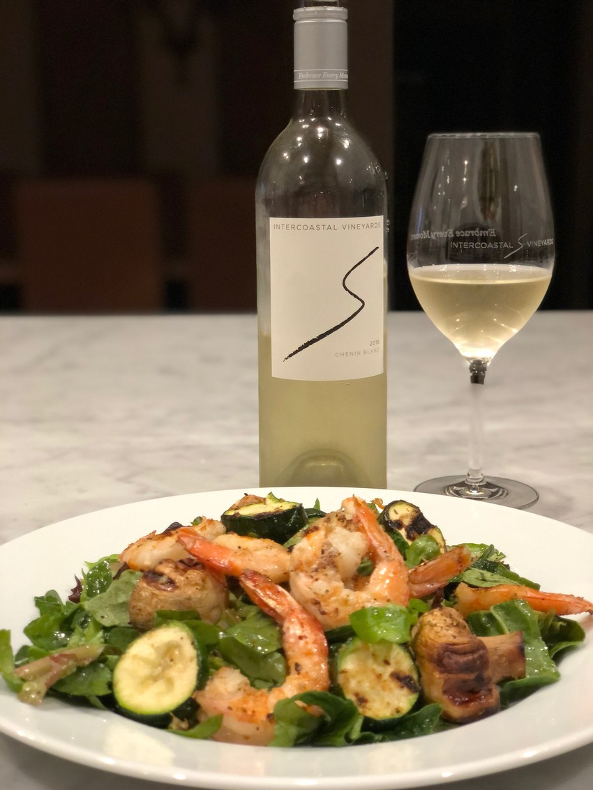 2018 Chenin Blanc with Shrimp Salad at Intercoastal Vineyards